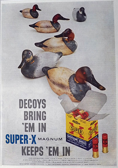 1957 Western Super-X Shotgun Shells Ad Duck Decoys.