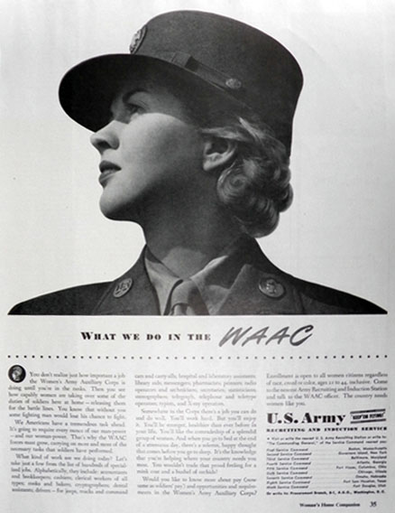 1943 WWII Women's Army Auxiliary Corps Ad WAAC
