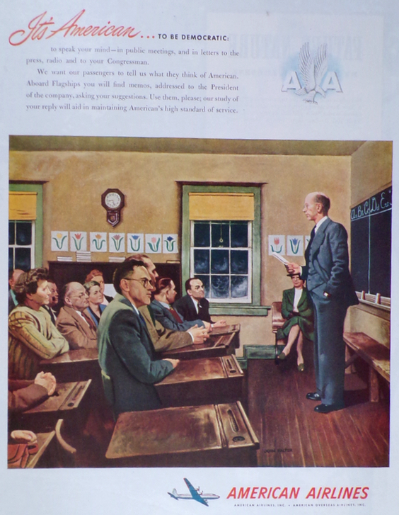 1947 American Airlines Ad ~ Democracy ~ Tell Us What You Think