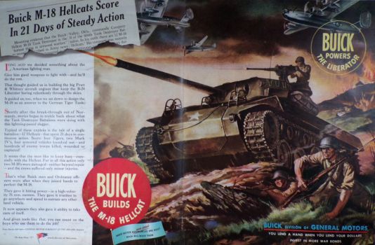 1945 WWII Buick Ad ~ Buick Helped Build M-18 Hellcat