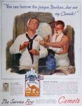 1945 Camel Cigarettes Ad ~ Sailors Share a Bathroom