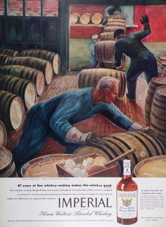 1945 Imperial Whiskey Ad ~ On Its Way to Age ~ Franklin Boggs