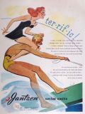1945 Jantzen Swimsuits Ad ~ Waterski Couple ~ Earl Oliver Hurst