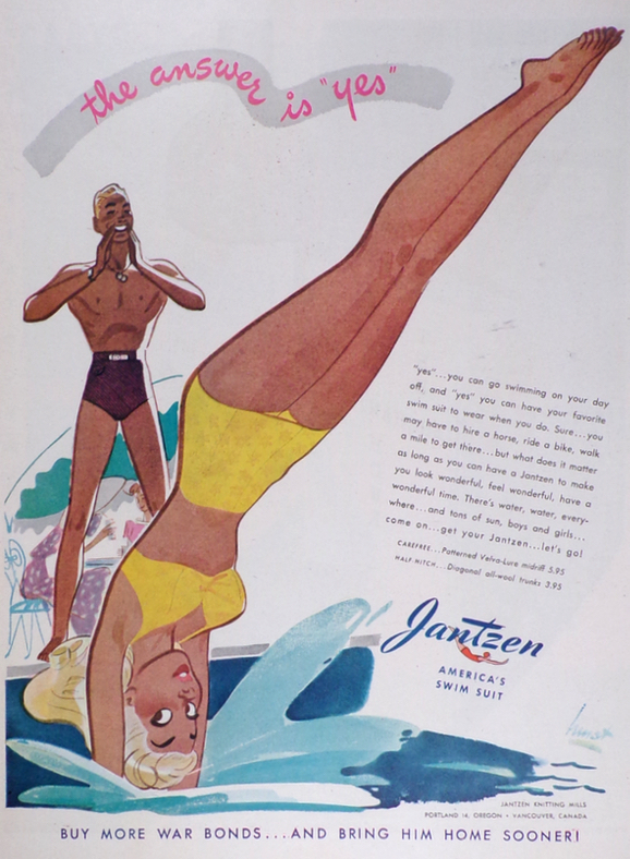 1944 Jantzen Swimwear Ad ~ Oliver Hurst ~ Diving Woman
