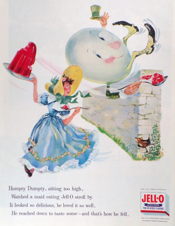 1956 Jello Nursery Rhyme Ad ~ Humpty Dumpty