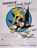 1944 WWII Oldsmobile Army Ad ~ Gremlin on Double Eagle Insignia