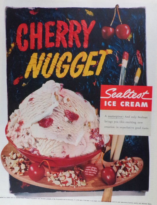 1956 Retro Sealtest Ice Cream Ad ~ Cherry Nugget