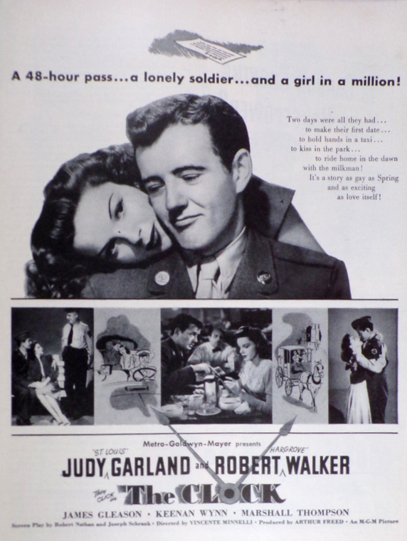 1945 Movie Ad ~ The Clock ~ Judy Garland, Robert Walker