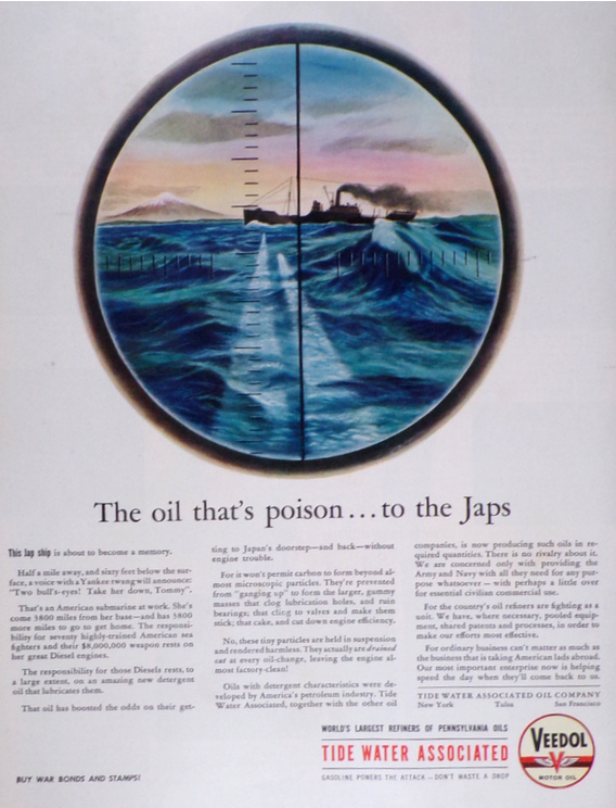 1944 Veedol Motor Oil Ad ~ Poison to the Japs