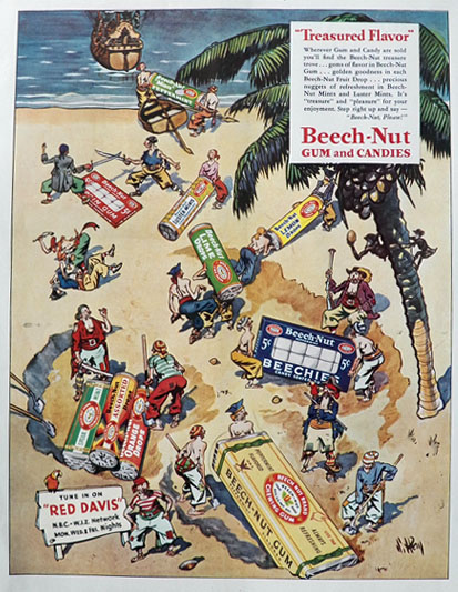 1935 Beechnut Candy & Gum Ad ~ Buried Treasure, Pirates