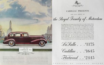 1936 Cadillac Series 60 Ad ~ Royal Family of Motordom