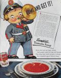 1938 Campbell's Soup Ad ~ Campbell's Kid Bugle Player