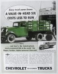 1934 Chevy Six Cylinder Truck Ad ~ Costs Less to Run