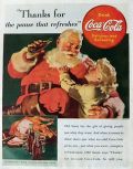 1938 Coca Cola Coke Ad ~ Santa & Child