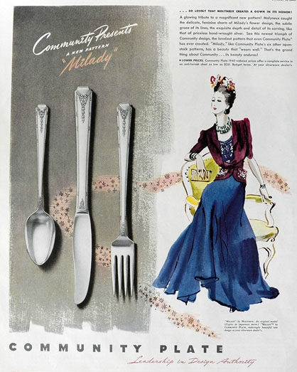 1940 Community Plate Ad ~ Milady Pattern