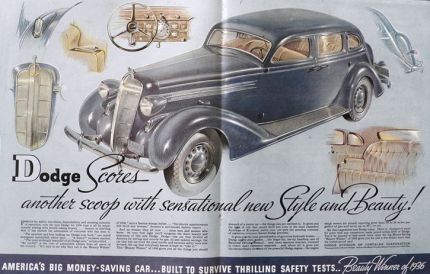 1936 Dodge Ad ~ Sensational Style & Beauty