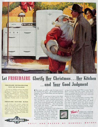 1938 Frigidaire Range & Fridge Ad ~ Santa