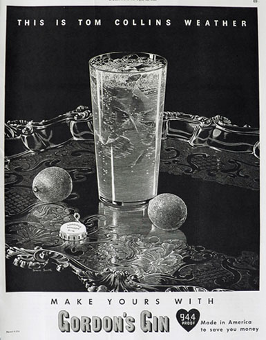 1935 Gordon's Gin Ad ~ Tom Collins Weather