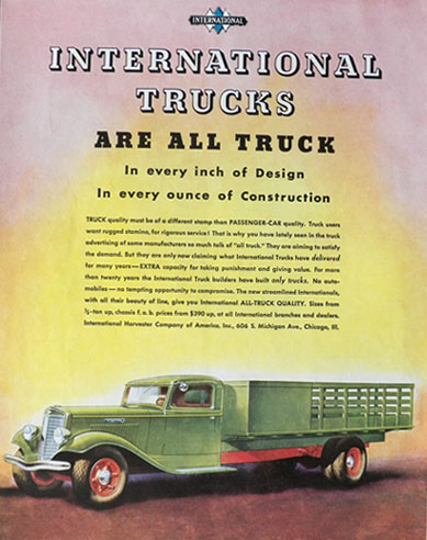 1934 International Harvester Truck Ad ~ All Truck