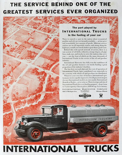 1934 International Harvester Truck Ad ~ Petroleum Truck