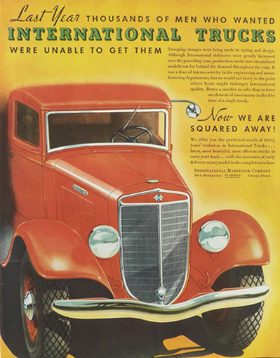 1935 International Harvester Truck Ad ~ We're Squared Away