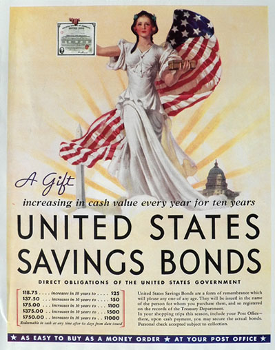1935 Buy U.S. Savings Bonds Ad ~ Great Patriotic Art
