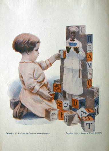1909 Cream of Wheat Cereal Ad ~ Child with Blocks