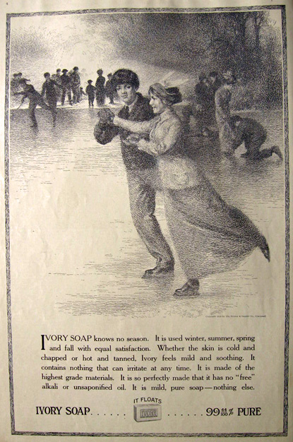 1915 Ivory Soap Ad ~ Ice Skating Couple