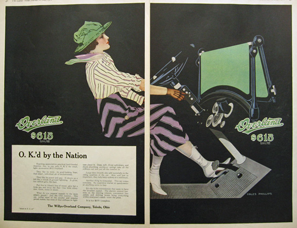 1916 Willys Overland Car Ad ~ Coles Phillips ~ OK'd by the Nation