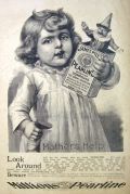1896 James Pyle's Pearline Large Format Ad ~ Child w/ Jack in Box