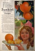 1916 Sunkist Oranges Ad ~ Girl Holds Platter