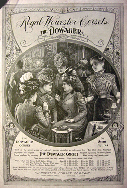 1899 Royal Worcester "The Dowager" Corset Large Format Ad