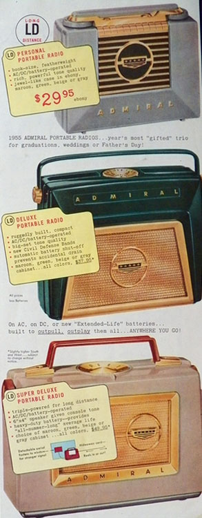 1955 Vintage Admiral Portable Radio Ad
