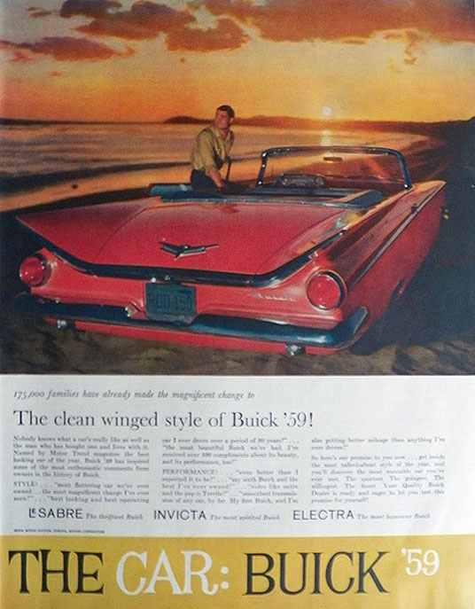 1959 Buick Convertible Ad ~ Clean Winged Style