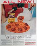 1956 Franco American Spaghetti & Meatballs Ad ~ New Thin Strand