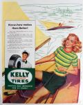 1949 Kelly Tires Ad ~ Bill Randall Pinup Style Art