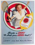 1949 Lucky Strike Cigarettes Ad ~ Tennis Lady