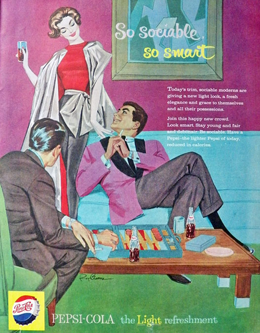 1959 Pepsi Cola Ad ~ Roy Besser ~ So Sociable