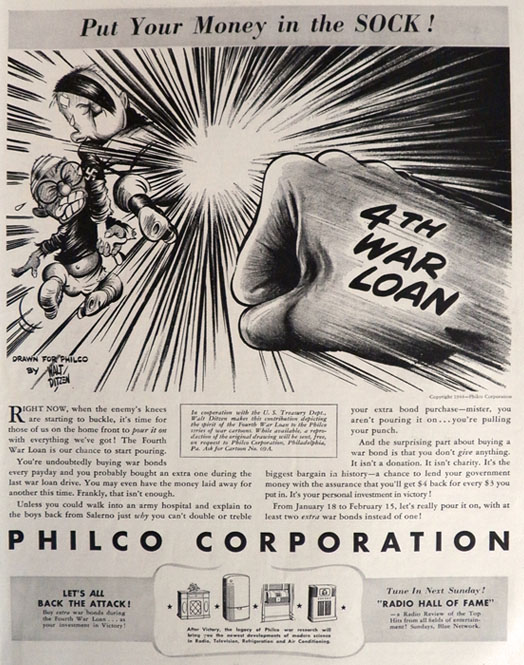 1944 WWII Philco Radio Ad ~ Walt Ditzen