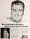 1962 Tea Council Ad ~ Robert Riger Art ~ Coach Ray Meyer
