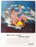 1949 Textron "Speedway Stripes" Pajamas Ad ~ Fred Siebel