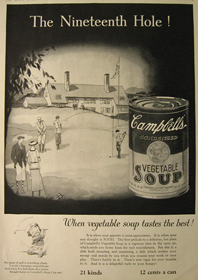 1923 Campbell's Soup Ad ~ Campbell Kid Golfer