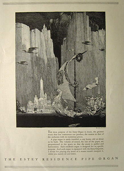 1923 Estey Pipe Organ Ad ~ Franklin Booth Art