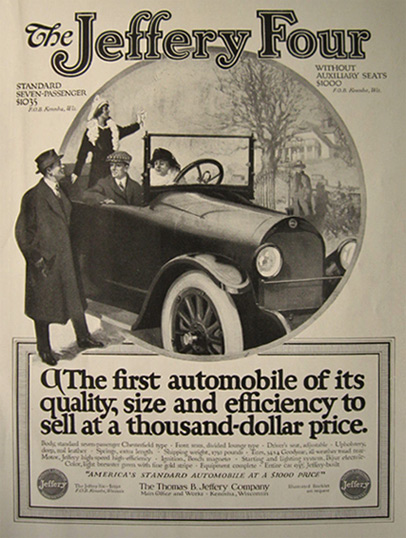 1915 Jeffery Four Automobile Ad, Kenosha, WI