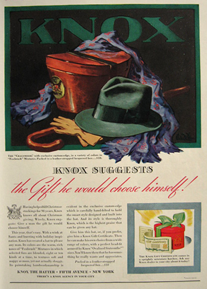 1936 Knox "Cragsmoor" Hats Ad