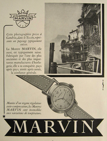 1951 Vintage French Marvin Watch Ad