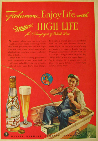 Miller High Life Beer Vintage Ad 10" x 7" Reproduction Metal Sign E351 