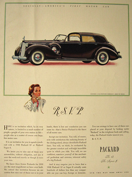 1938 Packard 12 All Weather Cabroilet Ad