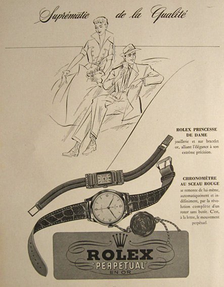1951 Vintage Rolex Perpetual Watch French Ad