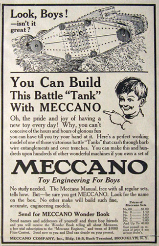 1917 Meccano Erector Set Ad ~ Build a Battle Tank